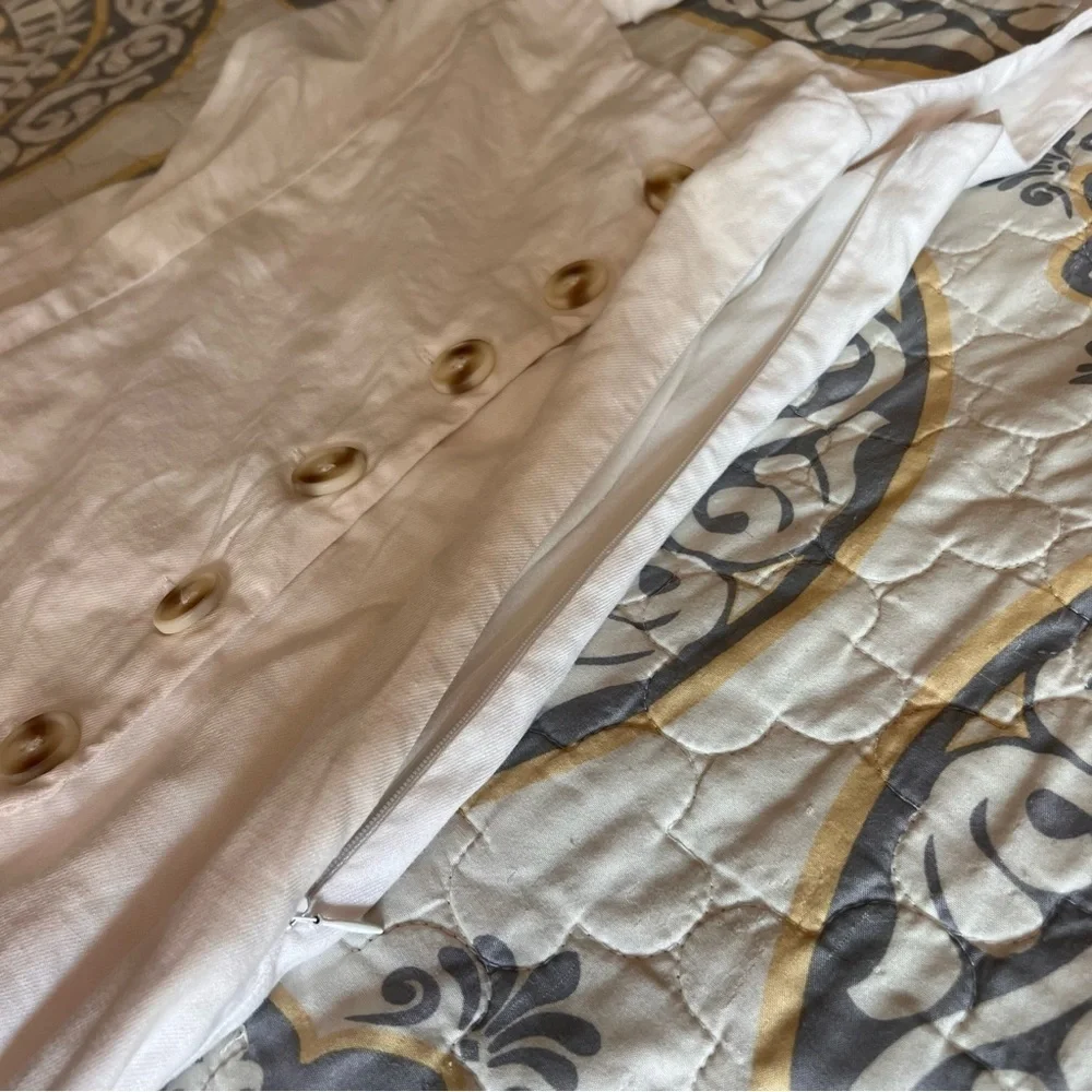 Anthropologie Sleeveless Square Neck Linen Button Wrap Midi Dress, XS - Picture 11 of 14